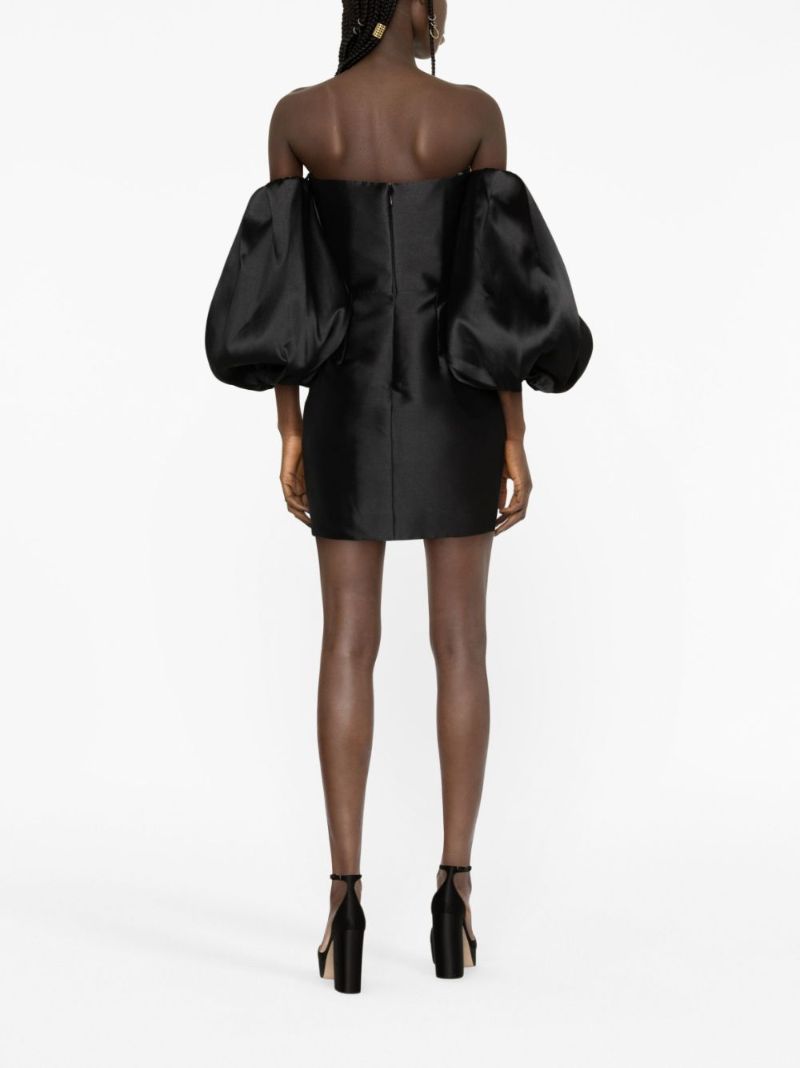 Black Bella Puff-sleeve Mini Dress