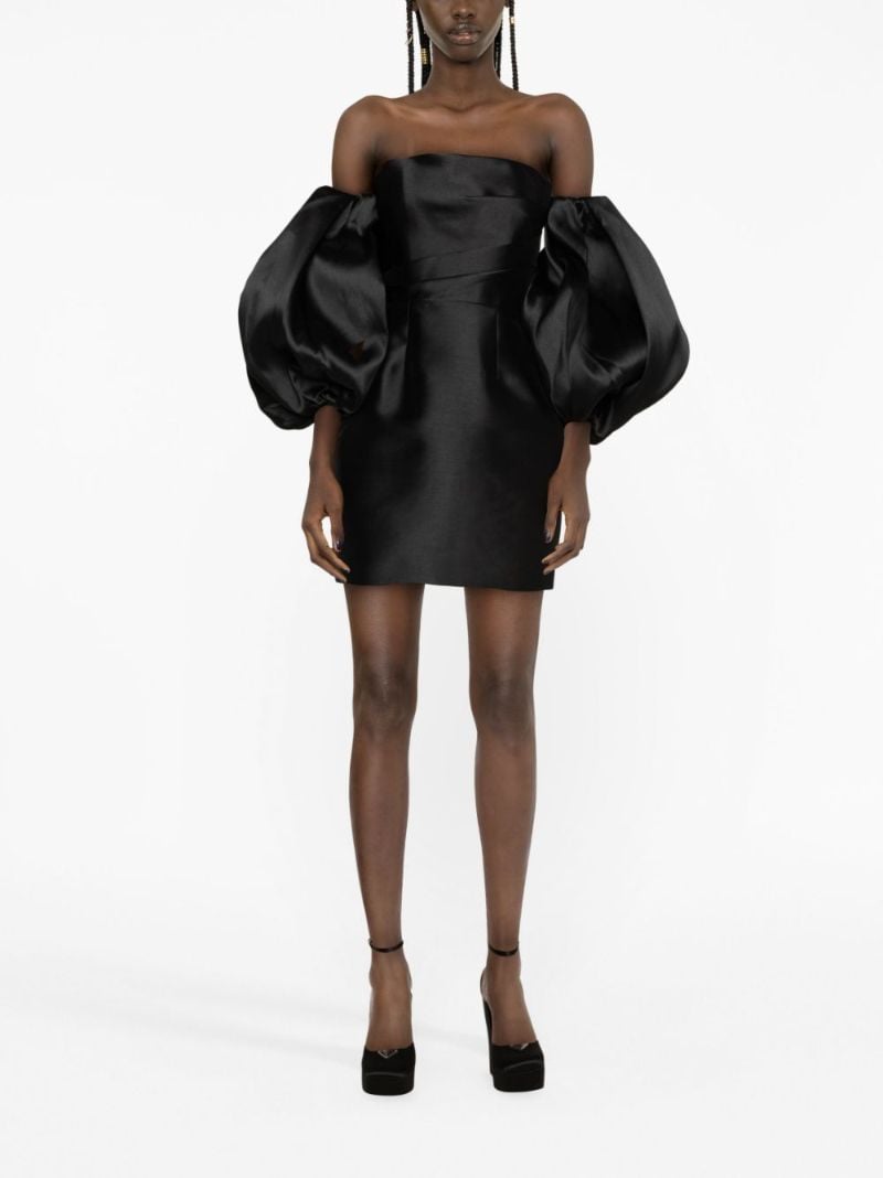 Black Bella Puff-sleeve Mini Dress