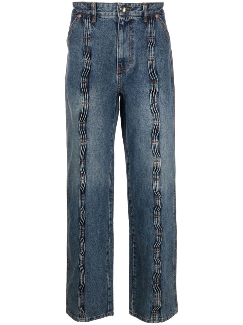 Blue Wave Pleated Jeans