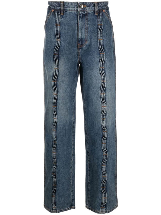 Blue Wave Pleated Jeans