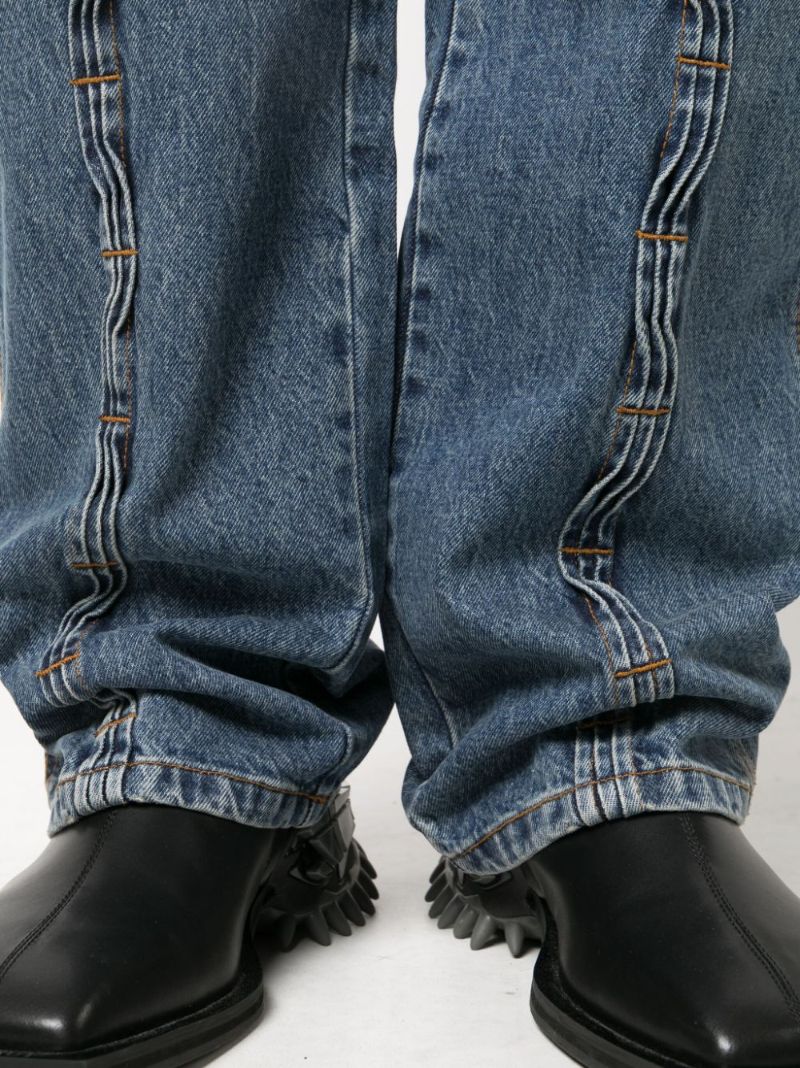 Blue Wave Pleated Jeans