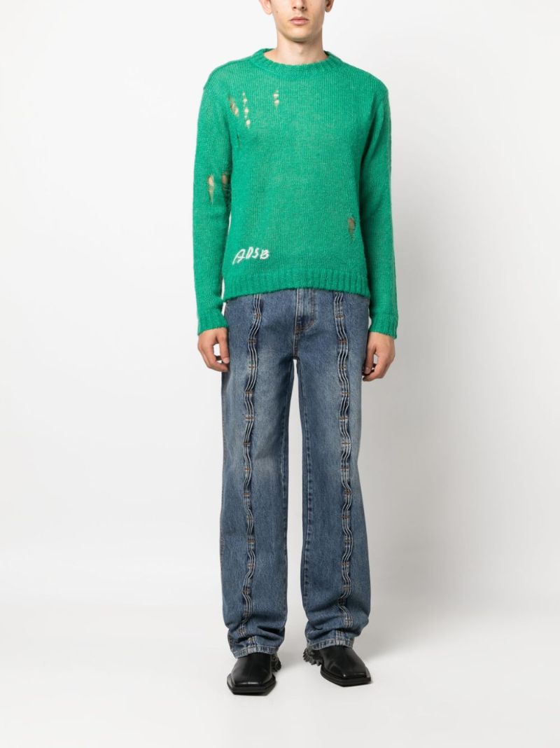 Blue Wave Pleated Jeans