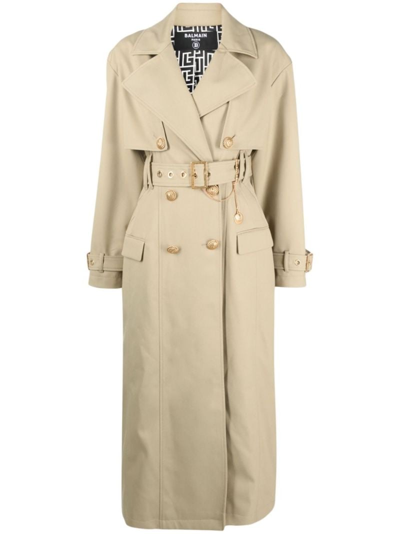 Neutral Double-breasted Trench Coat
