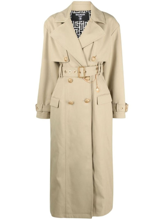 Neutral Double-breasted Trench Coat