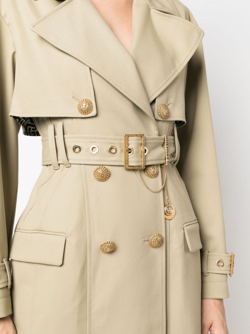 Neutral Double-breasted Trench Coat