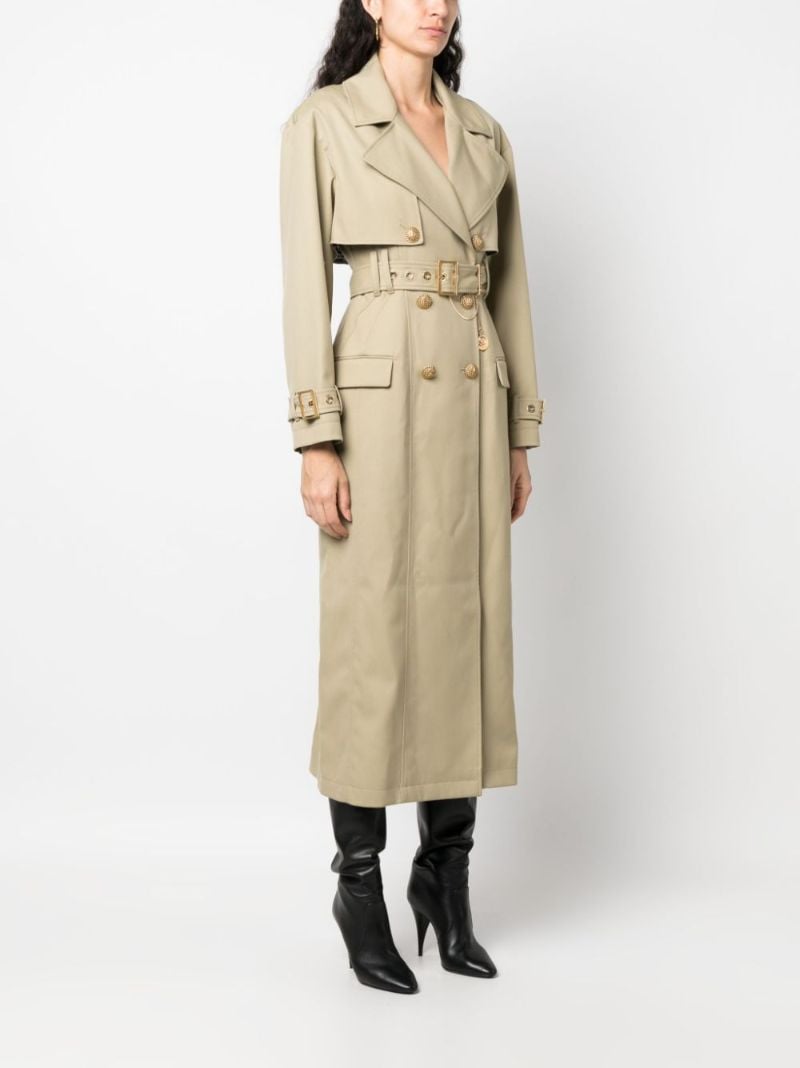 Neutral Double-breasted Trench Coat
