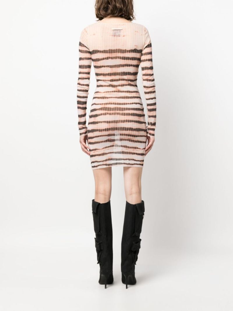 X Knwls Neutral Striped Sheer Mini Dress