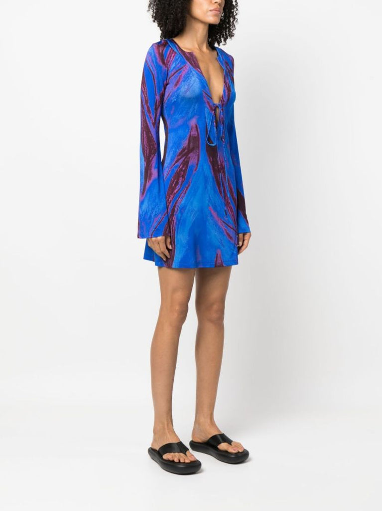 Blue Painterly-print Caftan Dress