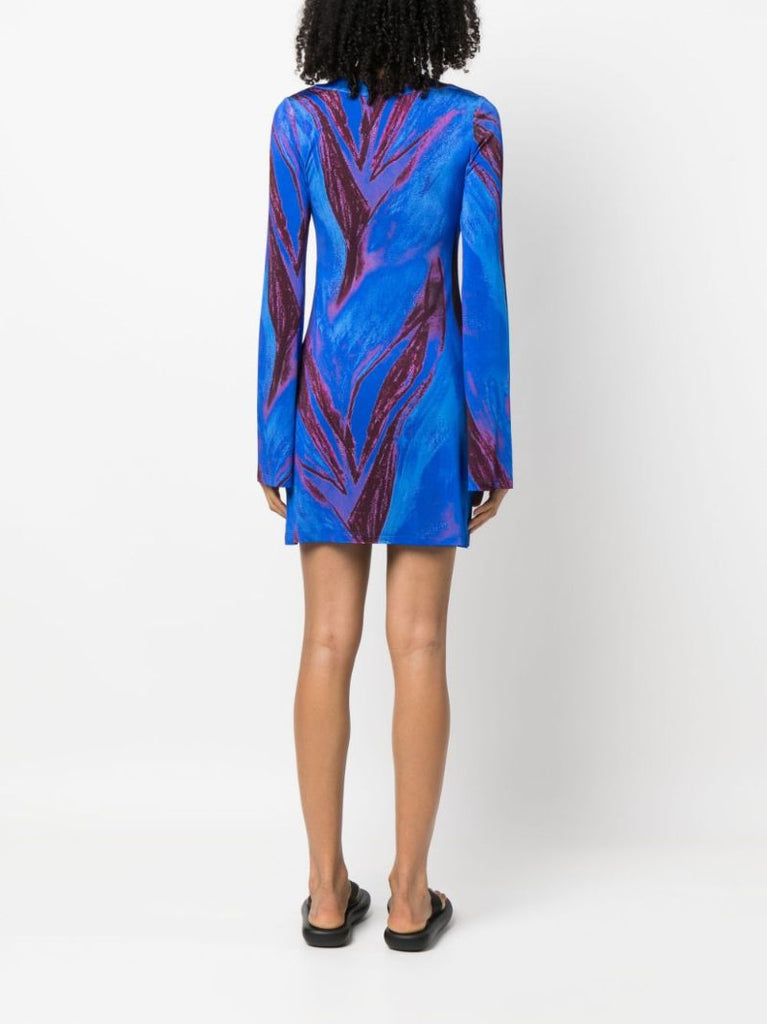 Blue Painterly-print Caftan Dress