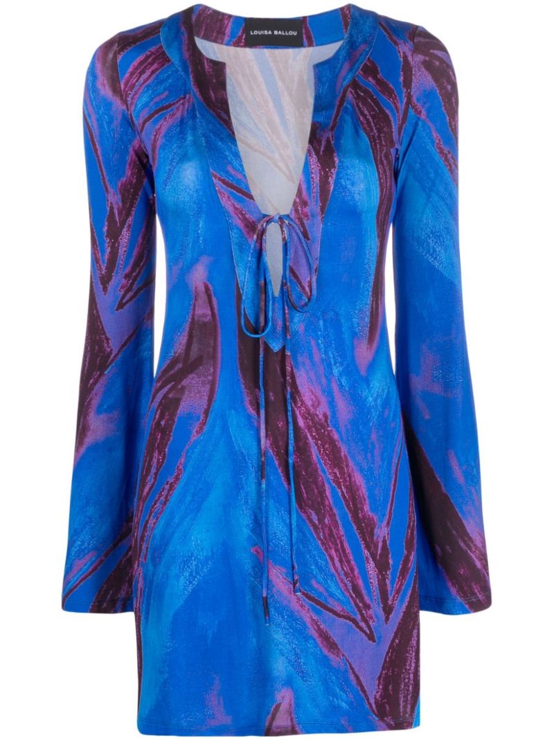 Blue Painterly-print Caftan Dress