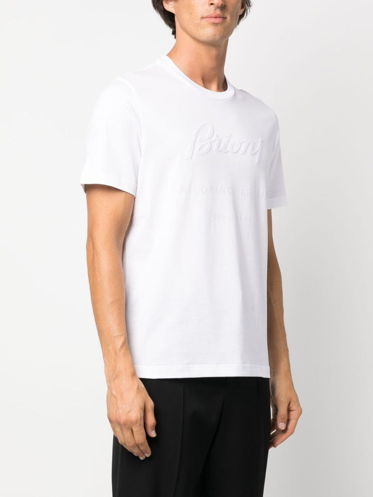 White Logo-embroidered Cotton T-shirt