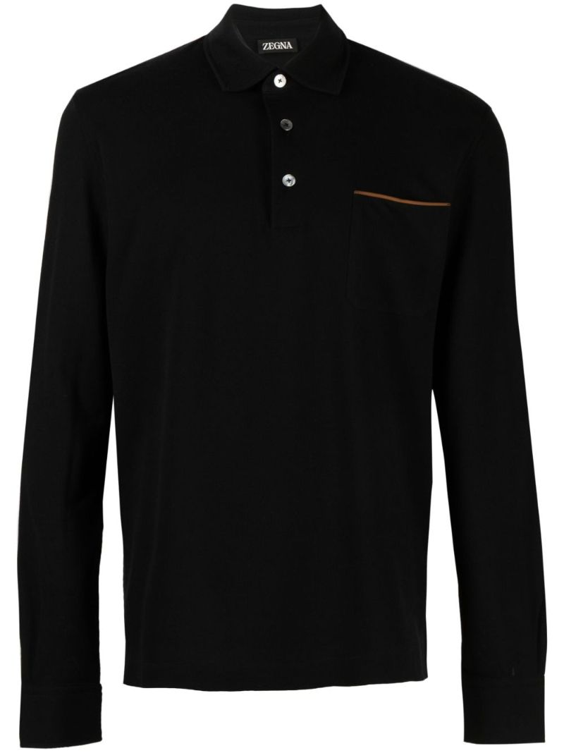 Black Point-collar PiquÃ© Polo Shirt