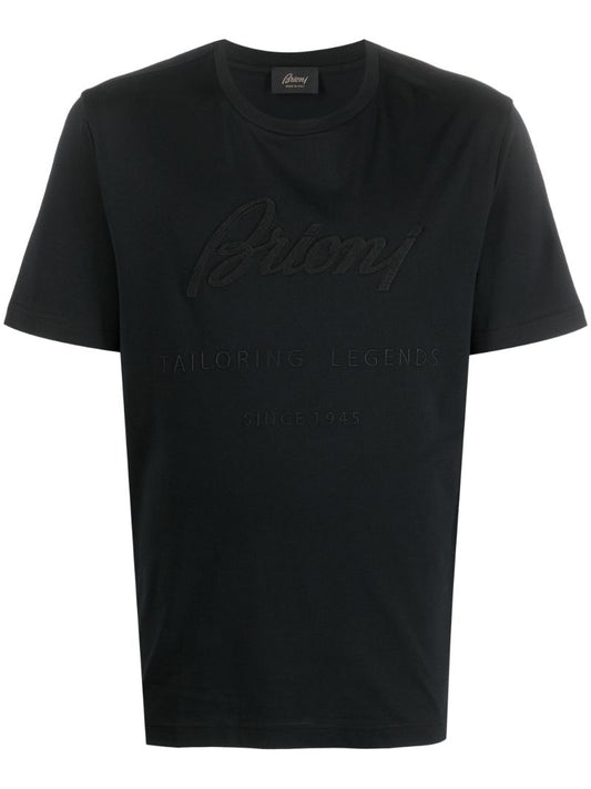 Black Logo-embroidered Cotton T-shirt