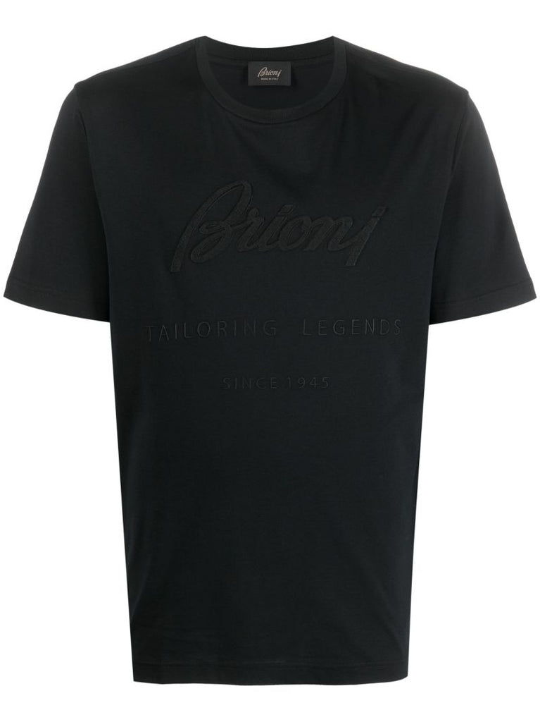 Black Logo-embroidered Cotton T-shirt
