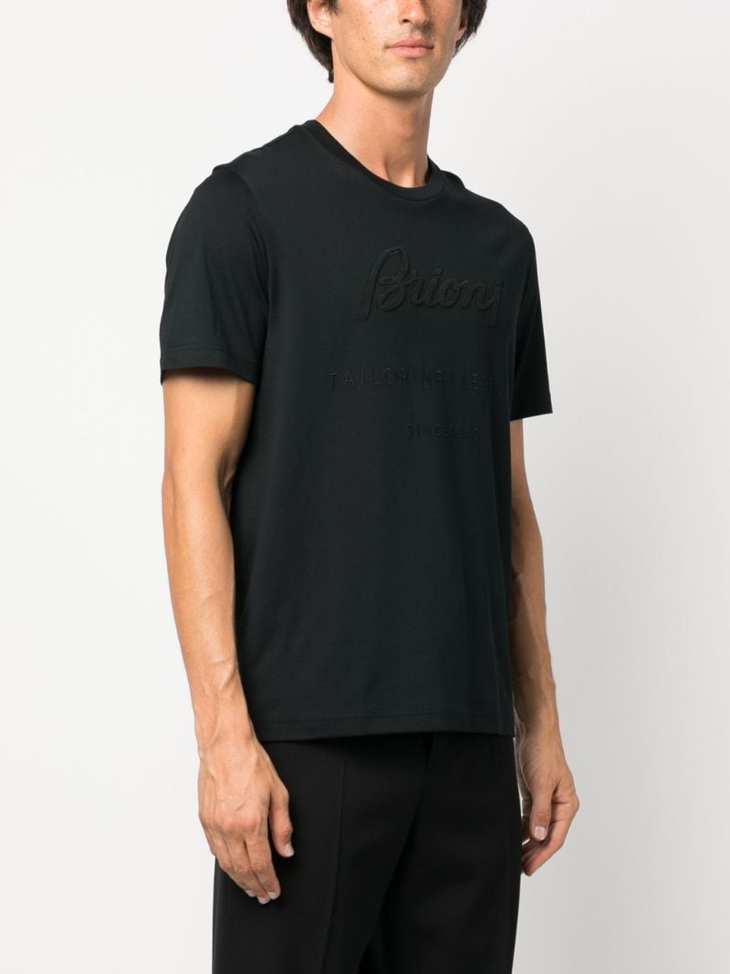 Black Logo-embroidered Cotton T-shirt