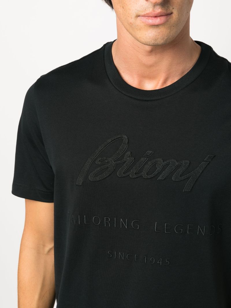 Black Logo-embroidered Cotton T-shirt