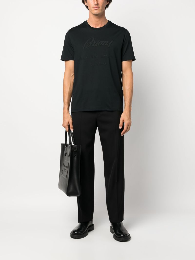 Black Logo-embroidered Cotton T-shirt
