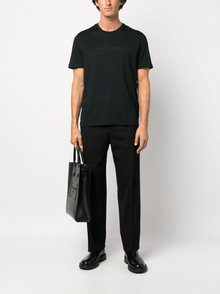 Black Logo-embroidered Cotton T-shirt
