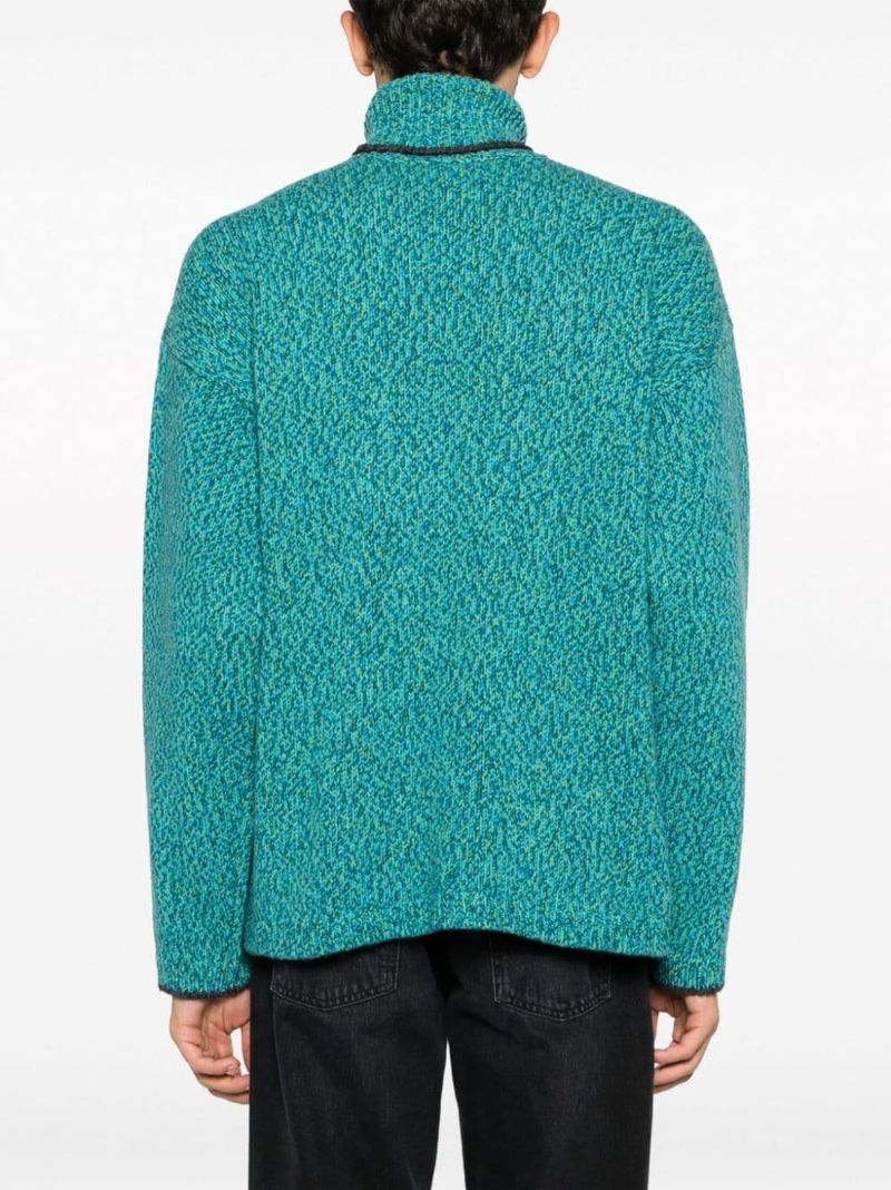 Blue Intarsia-knit Logo Sweater