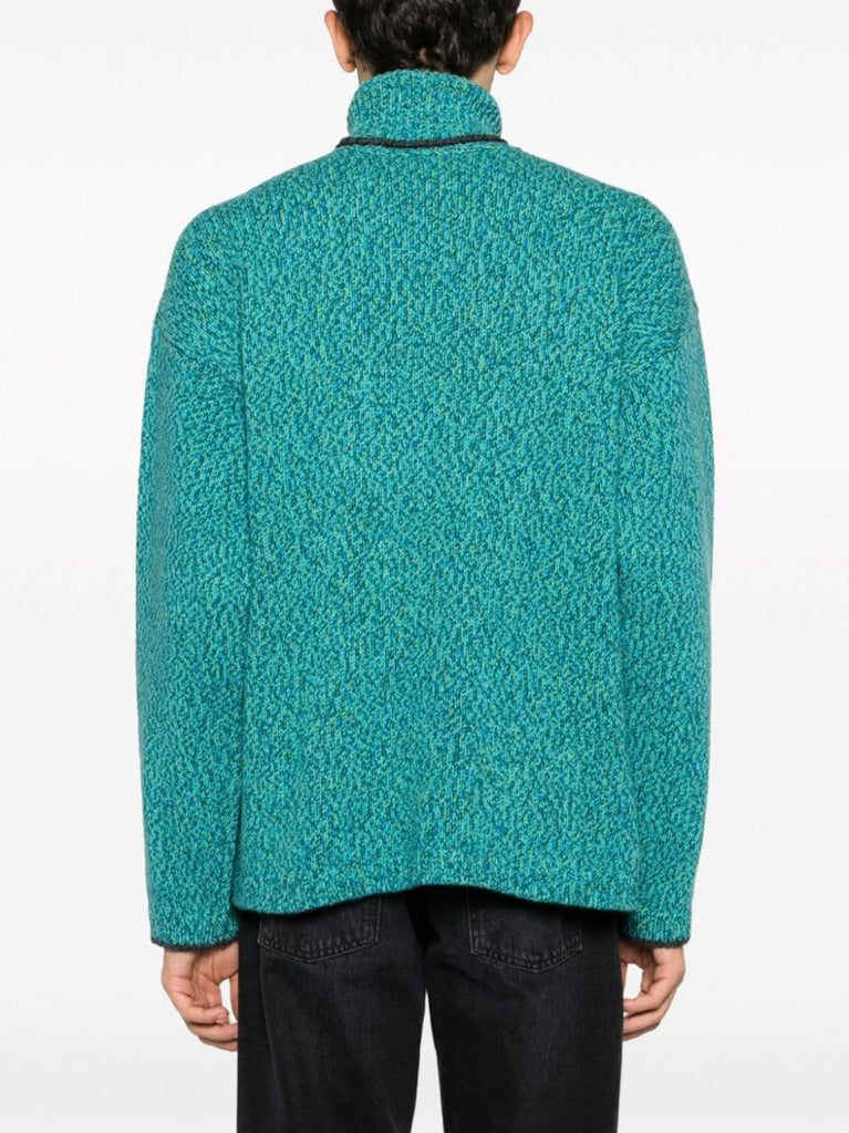 Blue Intarsia-knit Logo Sweater