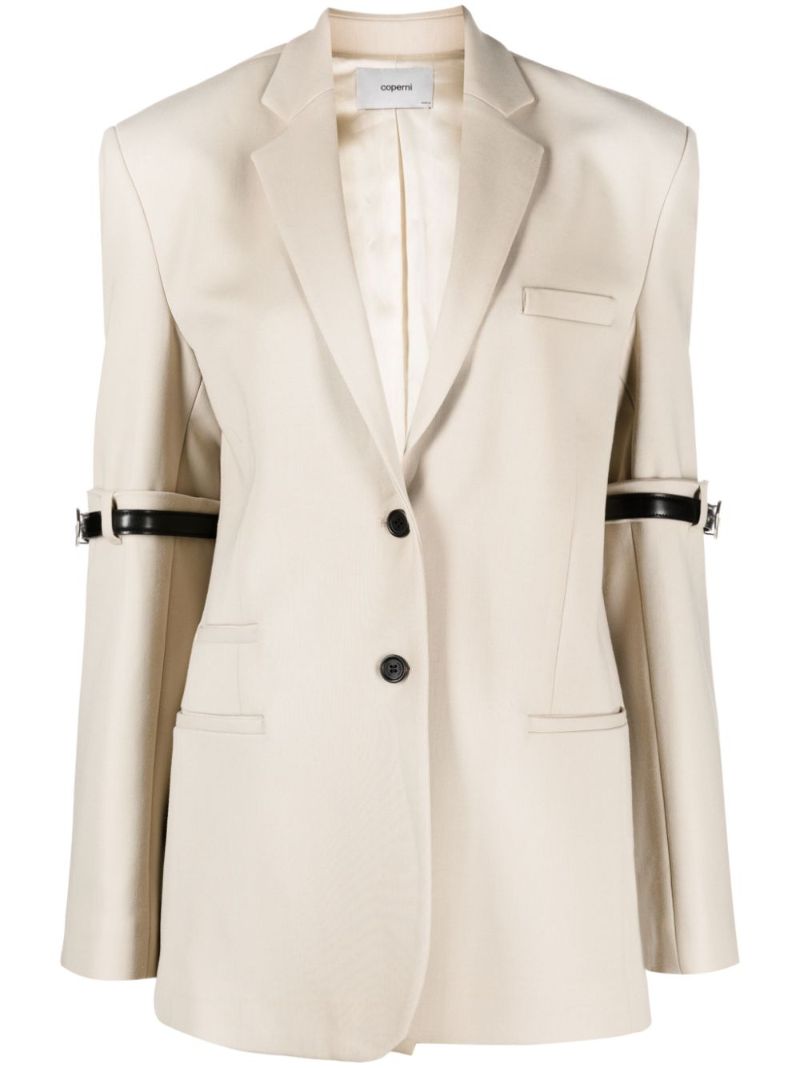 Neutral Belt-detail Blazer