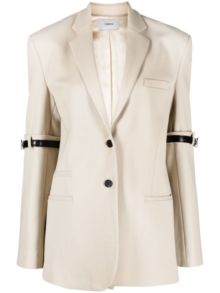 Neutral Belt-detail Blazer