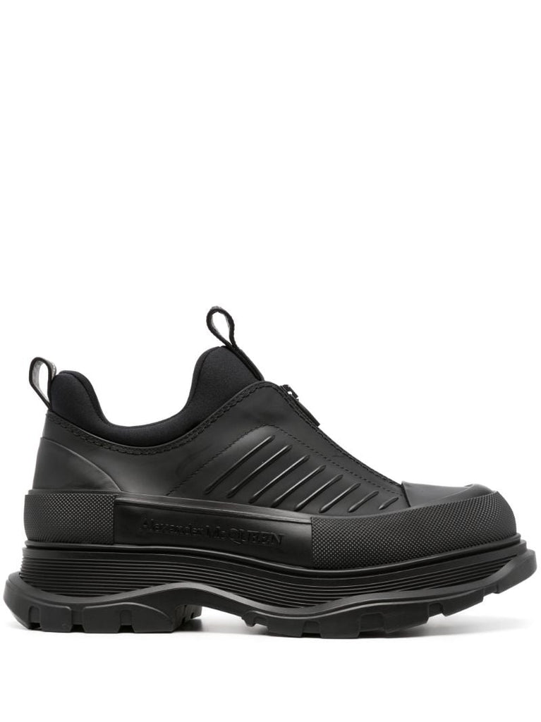 Black Zip-up Leathers Sneakers