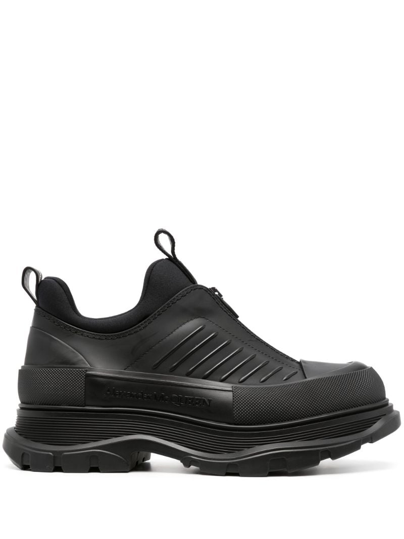 Black Zip-up Leathers Sneakers