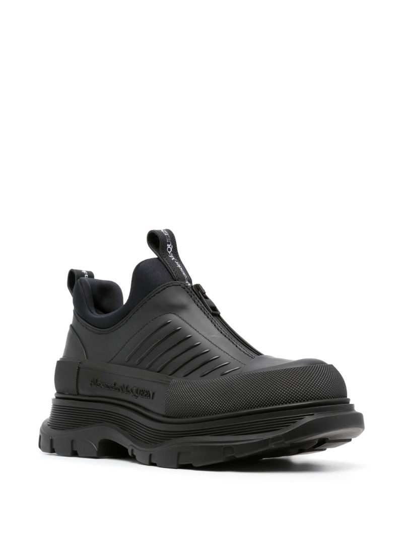 Black Zip-up Leathers Sneakers