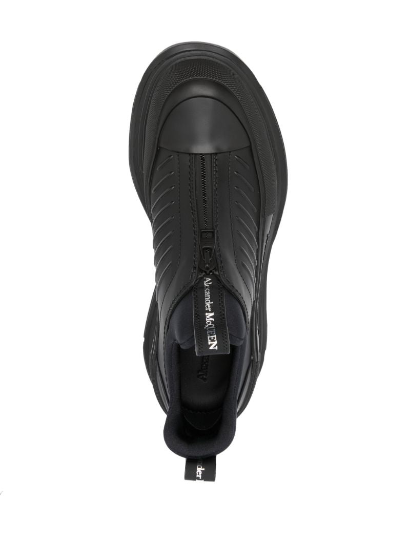 Black Zip-up Leathers Sneakers