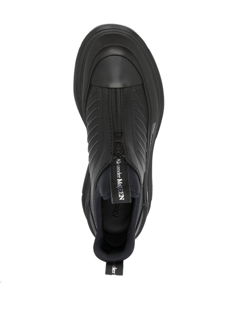 Black Zip-up Leathers Sneakers