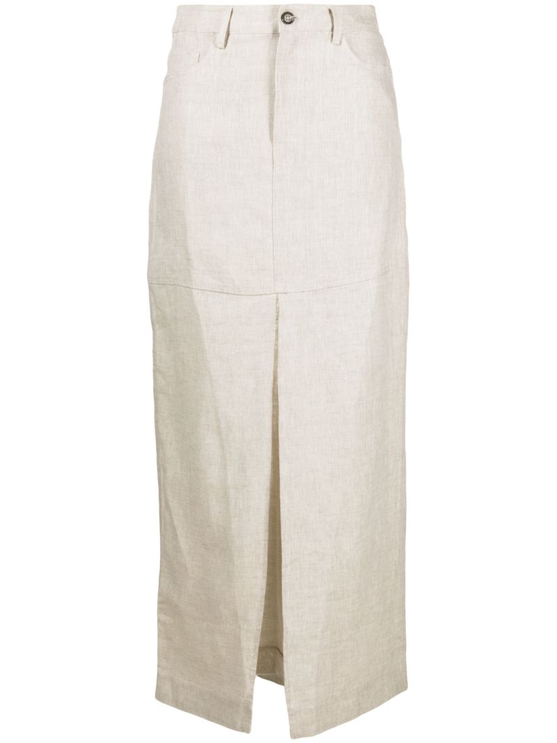 Neutral Tazz Linen Maxi Skirt