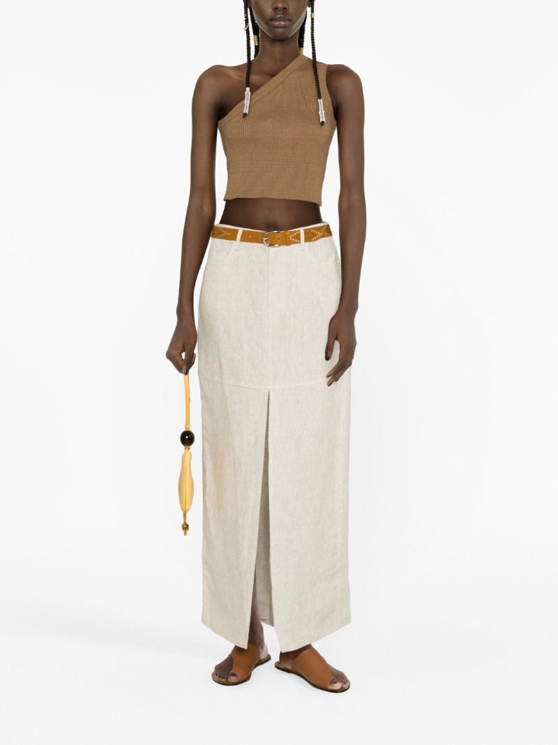 Neutral Tazz Linen Maxi Skirt