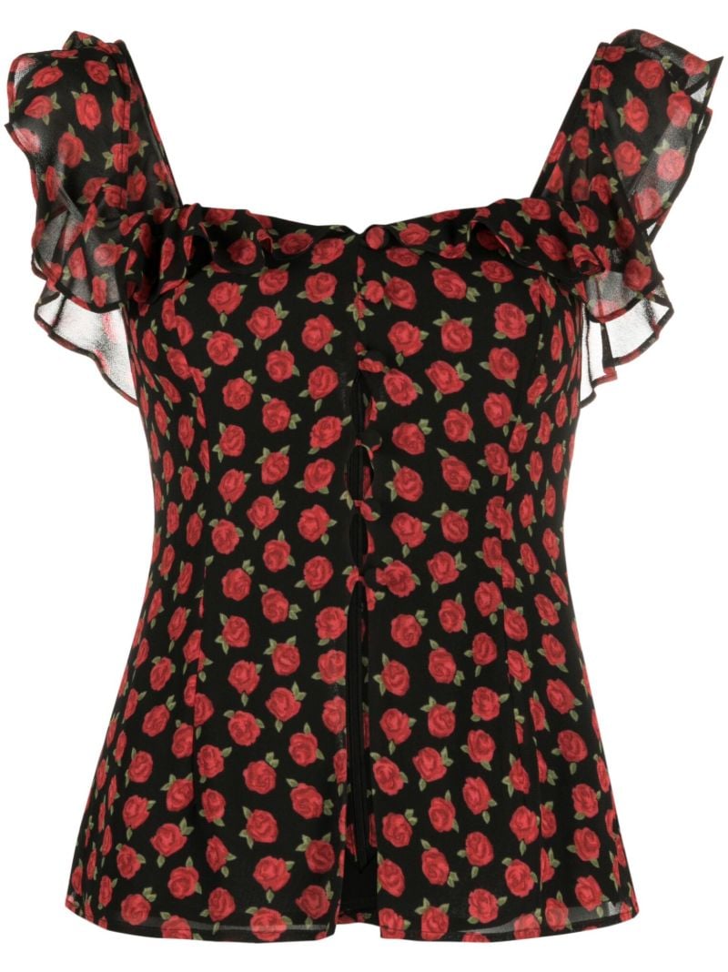 Black Delaney Rose-print Top
