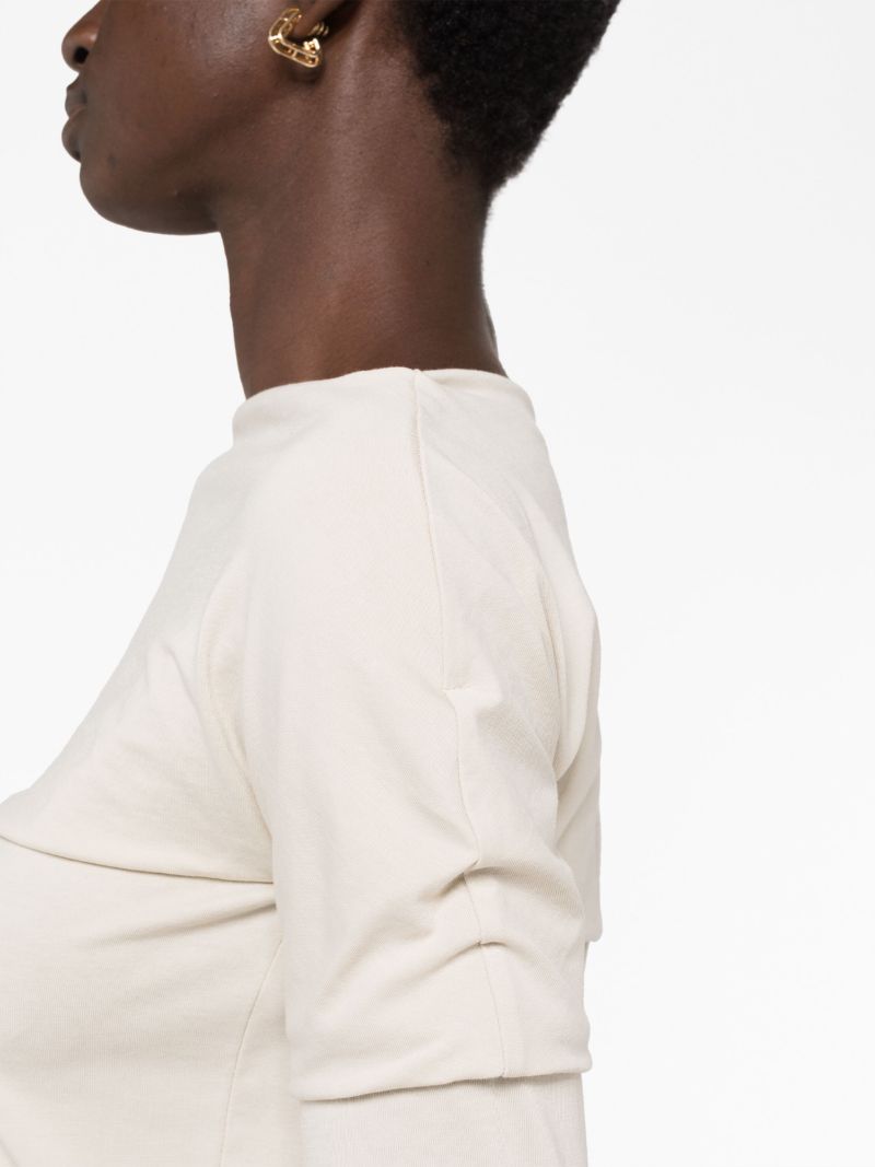 Neutral Boat Neck Draped T-shirt