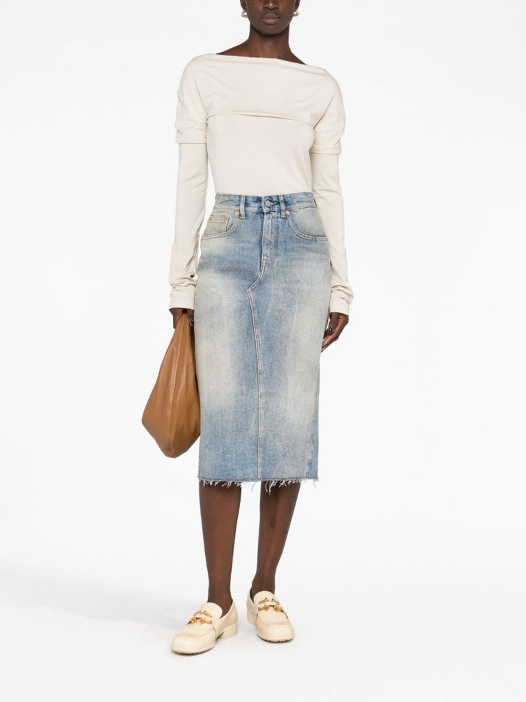 Neutral Boat Neck Draped T-shirt