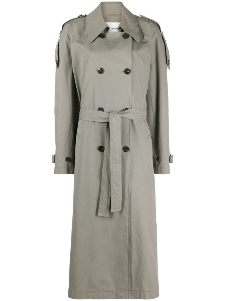 Grey Double Breasted Trench Coat