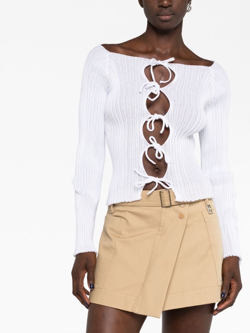 Neutral Belted Asymmetric Miniskirt