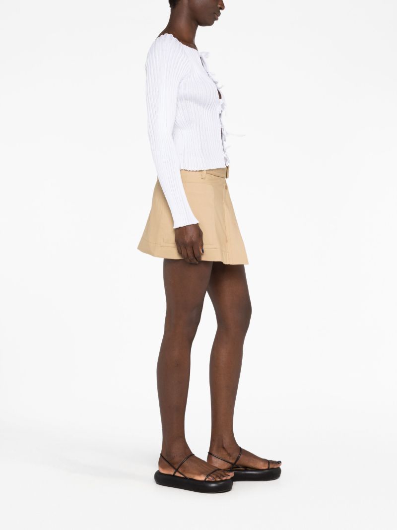 Neutral Belted Asymmetric Miniskirt