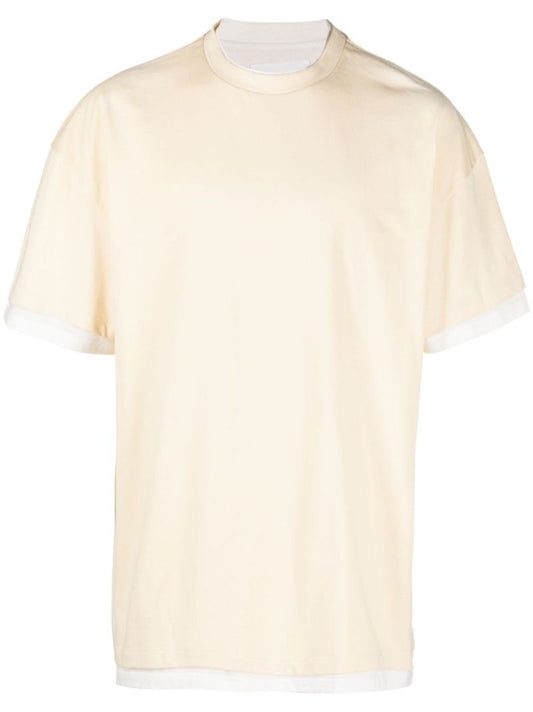 Neutral Layered Cotton T-shirt