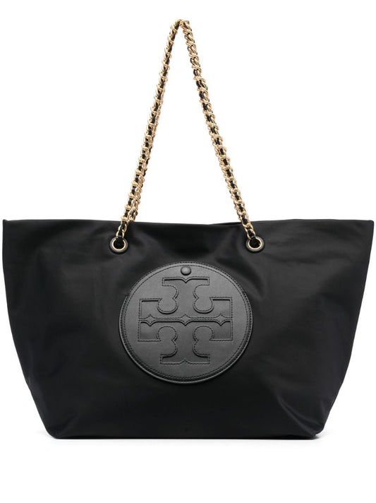 Black Ella Logo-patch Tote Bag