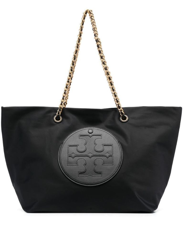 Black Ella Logo-patch Tote Bag