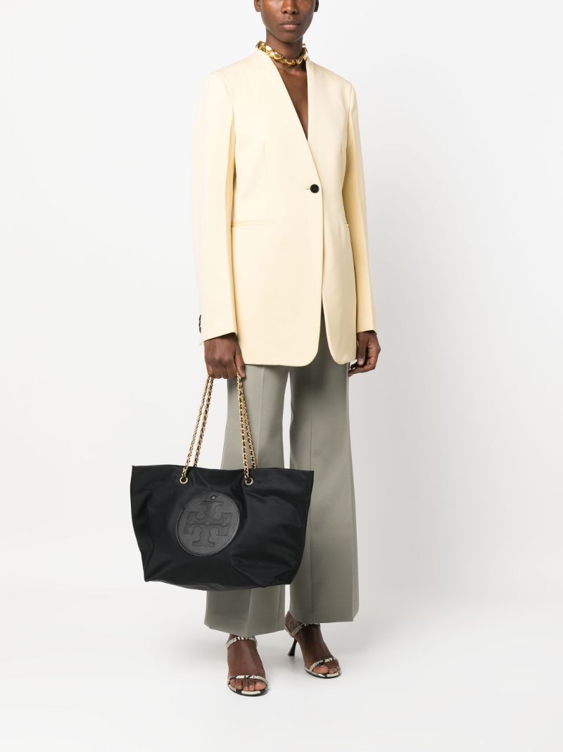 Black Ella Logo-patch Tote Bag