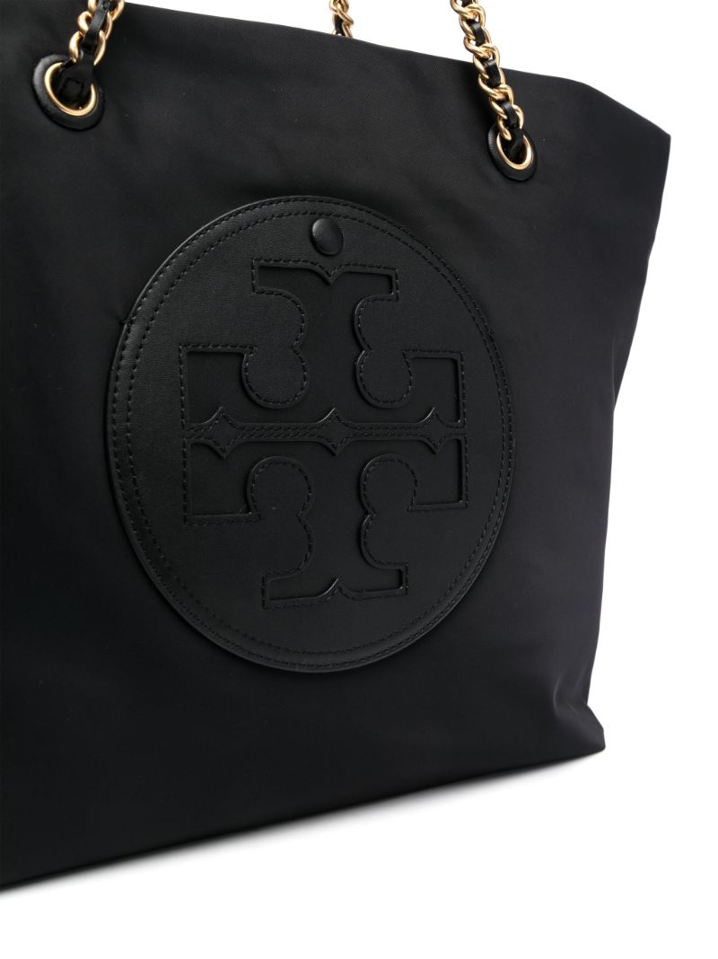 Black Ella Logo-patch Tote Bag