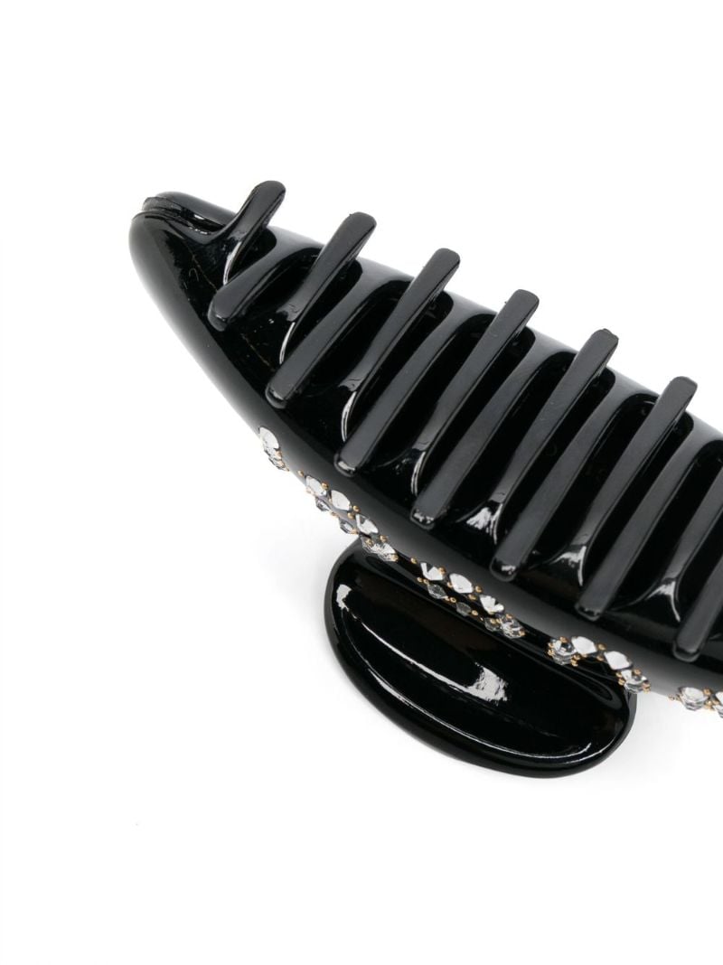 Black Crystal Logo Hair Clip