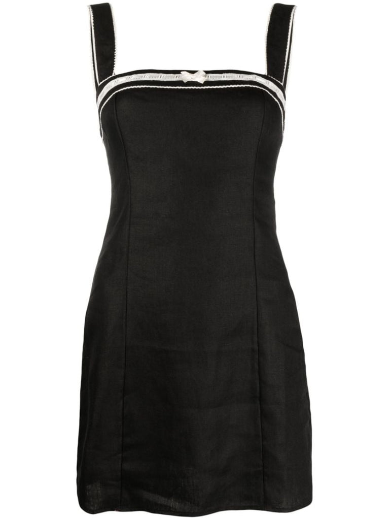 Black Elana Linen Mini Dress