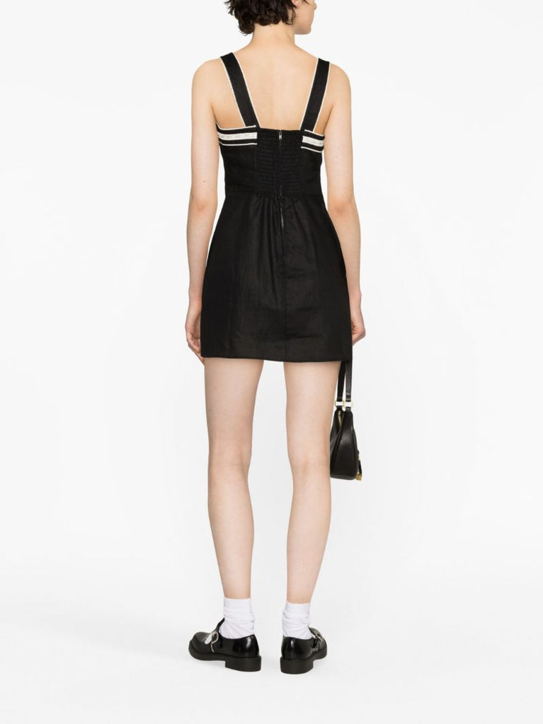 Black Elana Linen Mini Dress