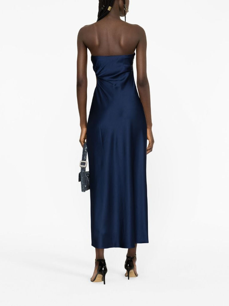 Blue Nevaeh Satin Midi Dress