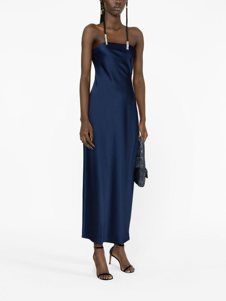 Blue Nevaeh Satin Midi Dress