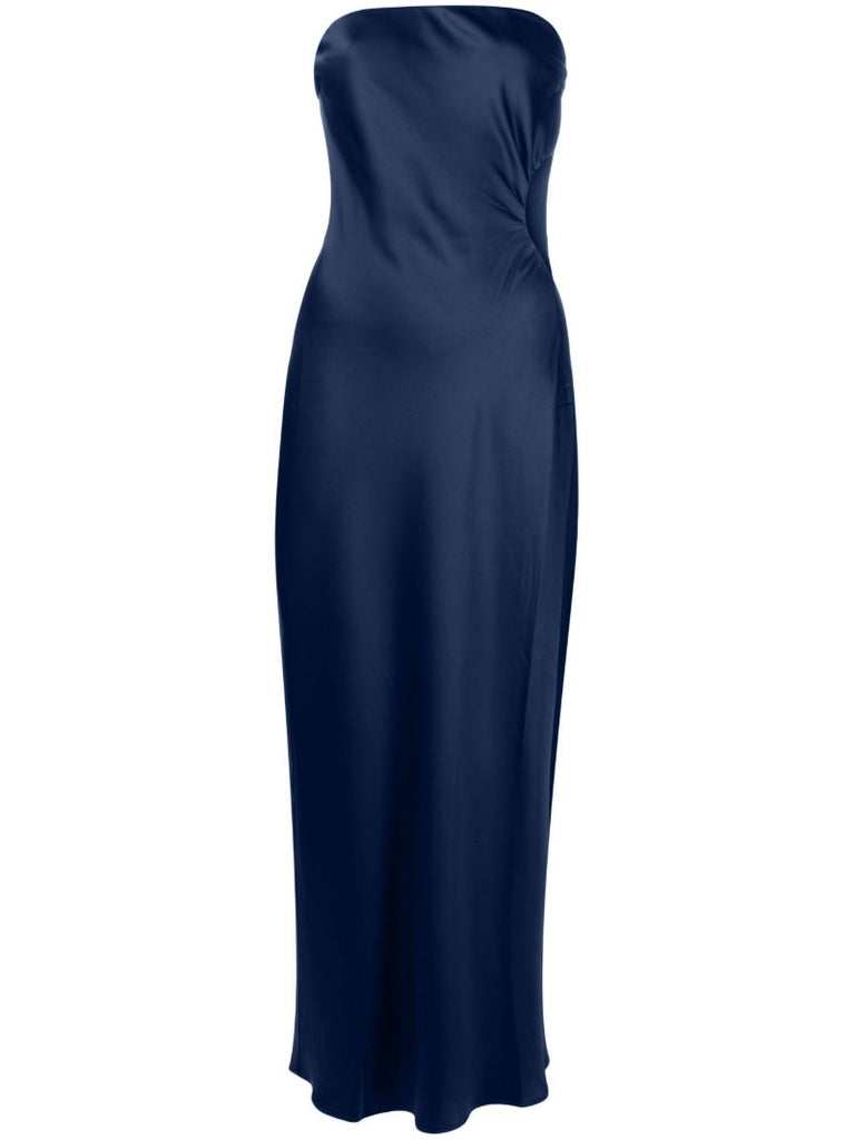 Blue Nevaeh Satin Midi Dress